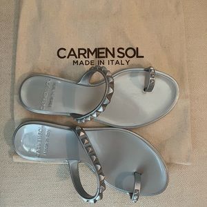 Italian silver sandals size 9